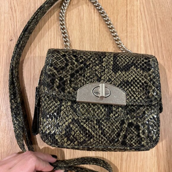 Banana Republic Handbags - Banana Republic Green Snakeskin Print Mini Crossbody